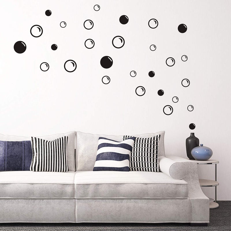 GESTYZ 90 Large Soap Bubbles Wall Decals, Bathroom Decals, Wall Art, Vinyl Stivkers for Bathroom, Bedroom, Nursery Decor(A35) (Black) - Image 2